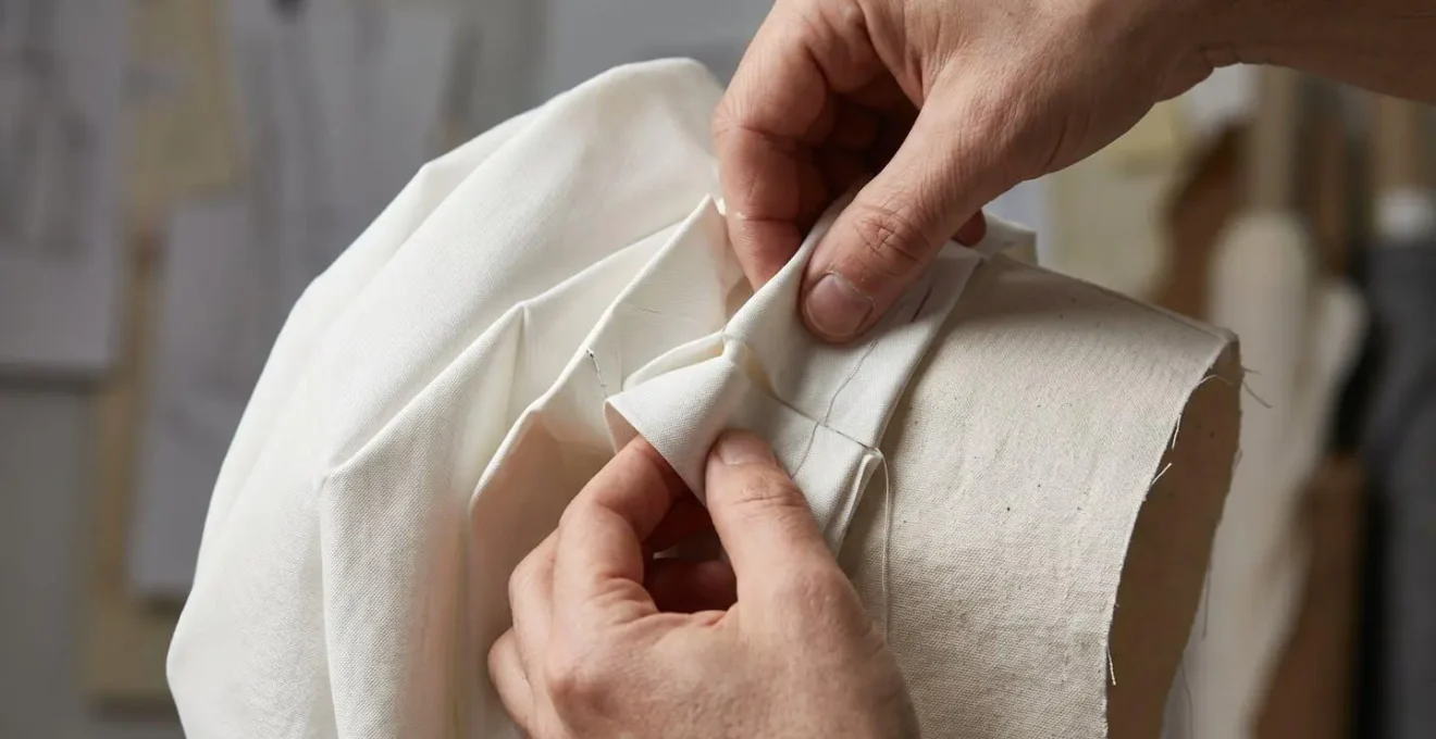Designer deconstructing avant-garde garment into commercial elements
