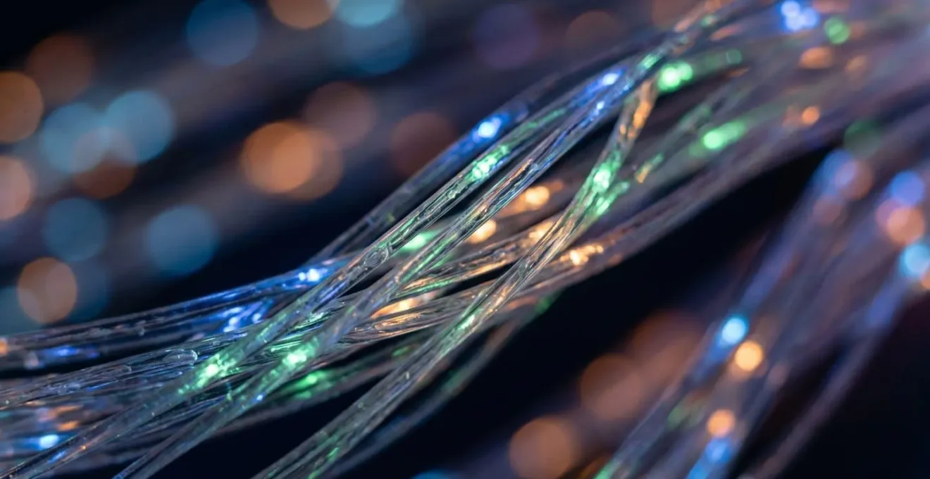 Abstract visualization of data streams flowing between past and future systems