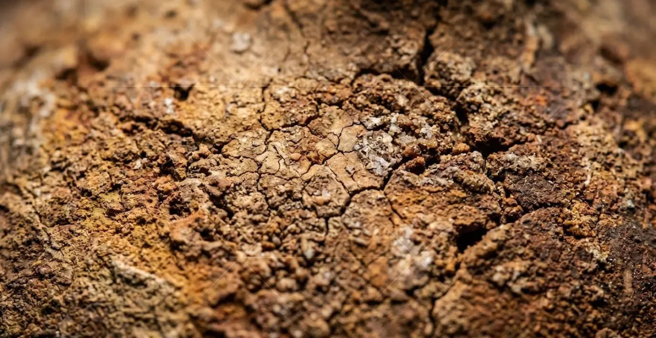Extreme close-up of textured museum artifact surface showing intricate detail patterns