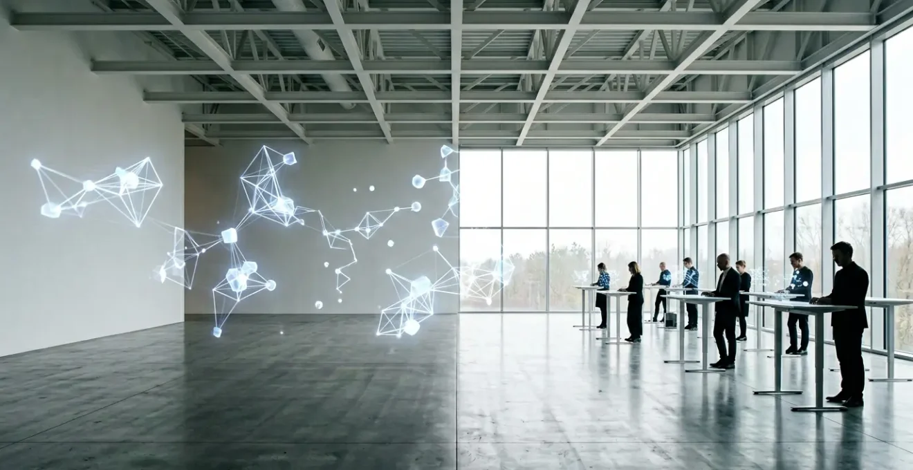 Modern museum digital infrastructure showing interconnected cloud systems and data taxonomy framework