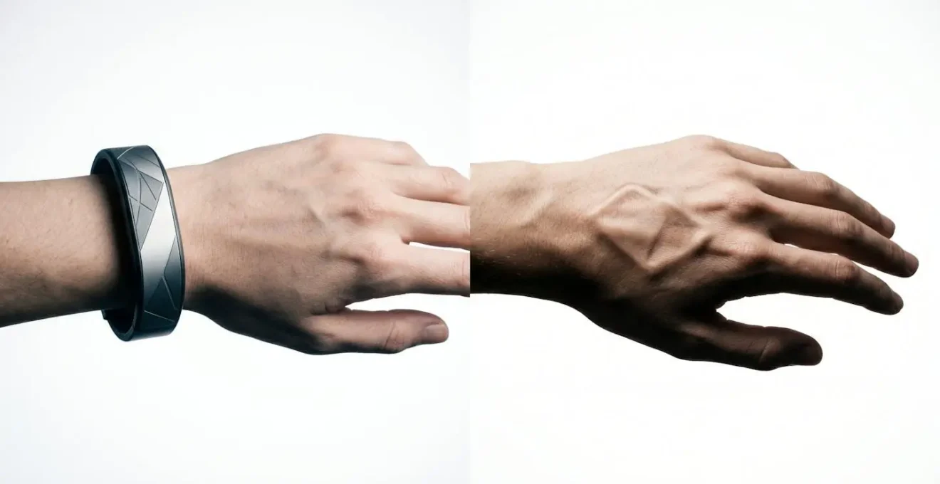 Symbolic comparison of temporary wearable technology against permanently integrated body modification