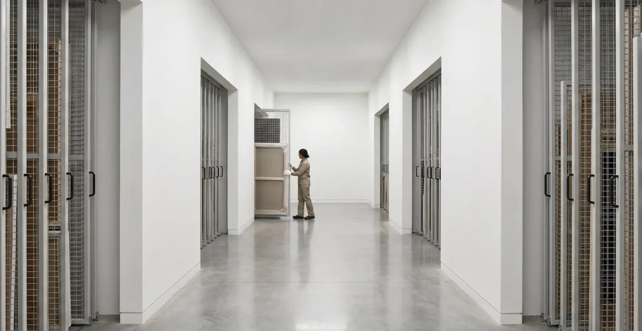 Professional art storage facility with climate-controlled environment